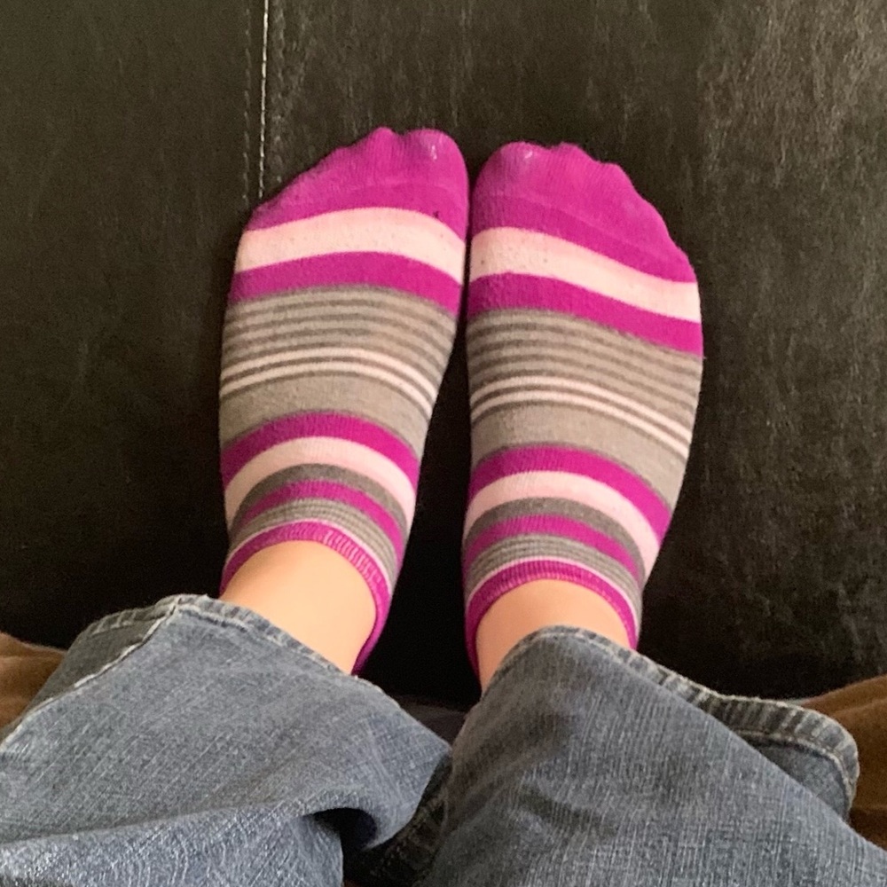Grey and purple striped